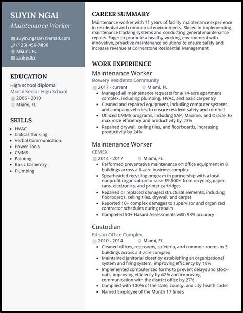 7 Maintenance Worker Resume Examples that Work in 2024 .